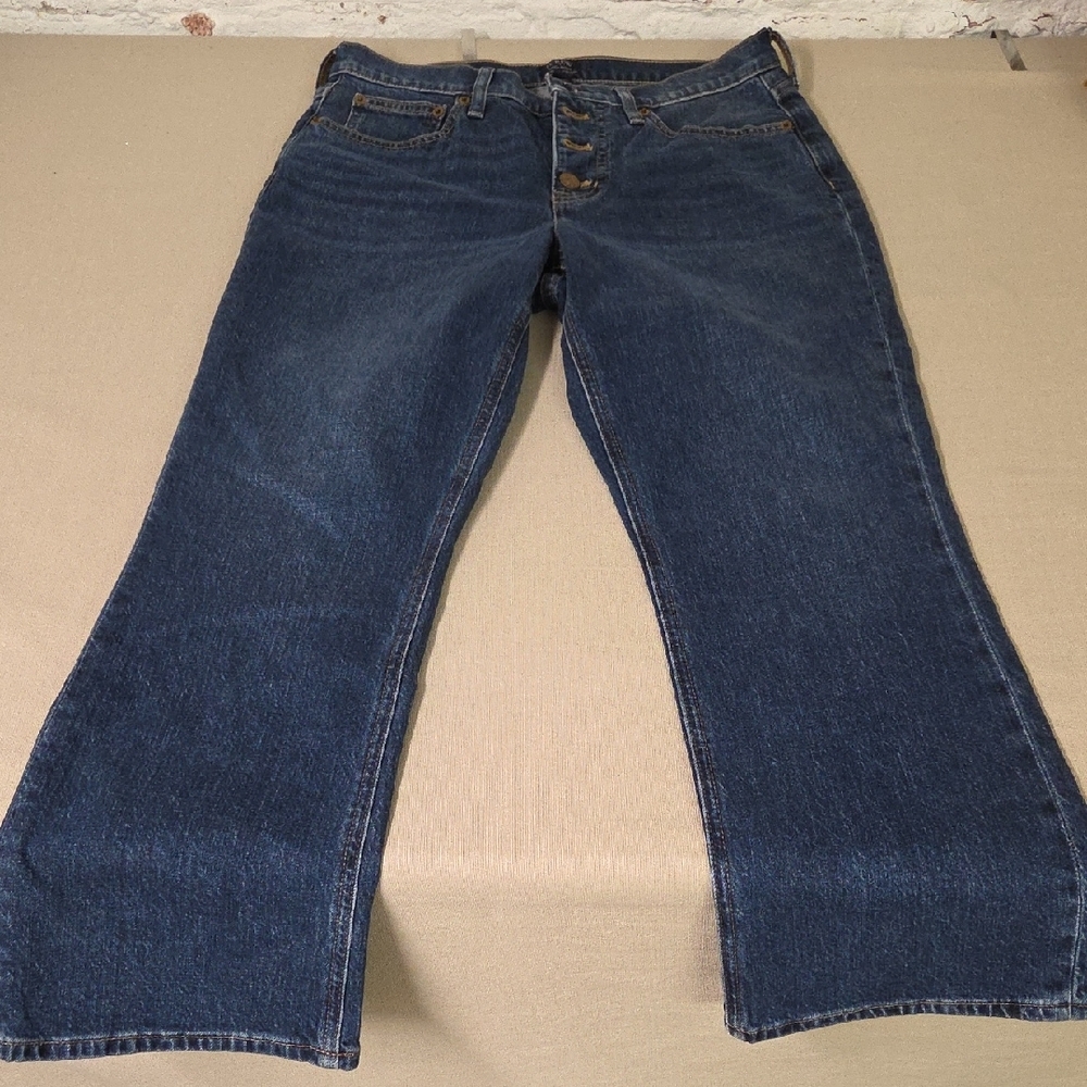 J. Crew Dark Blue Straight Leg Jeans 27 Button Down